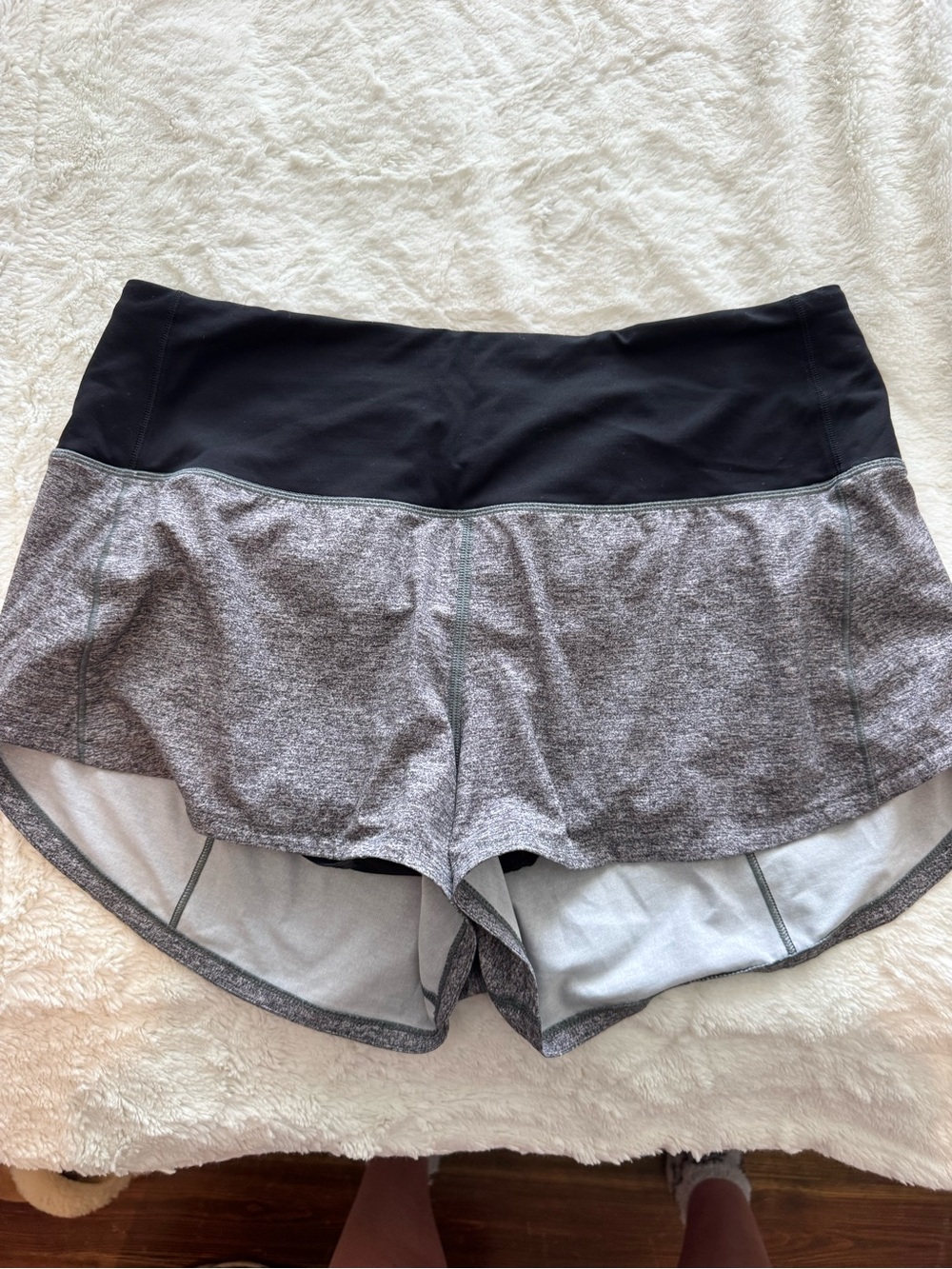 lululemon athletica Black Waistband Gray Heather Athletic Shorts